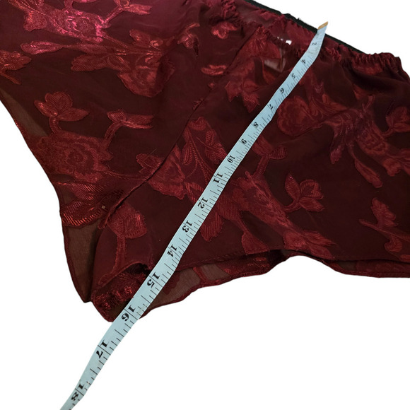 Vintage 90s sheer floral deep red lingerie pajama set size medium - Picture 11 of 11